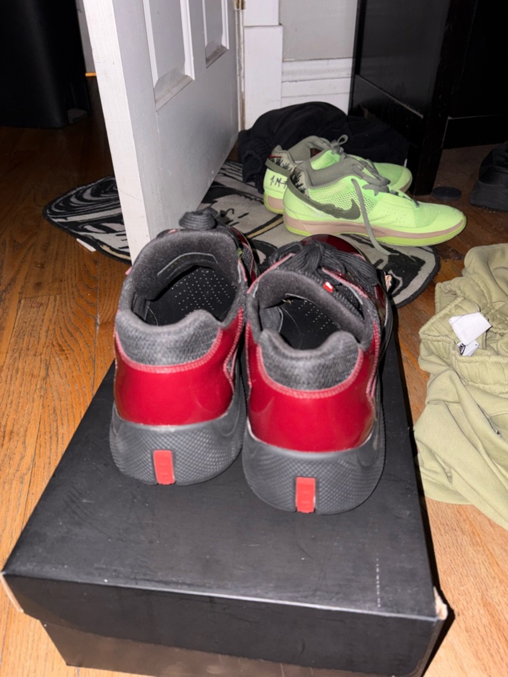 Prada Men’s Bordeaux & Black Sneakers - Picture 4 of 7